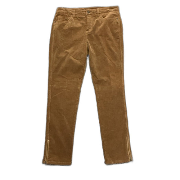 Soft Surroundings Light Brown Corduroy Mid Rise Slim Leg Zipper Hem Pants Size S - Picture 1 of 12